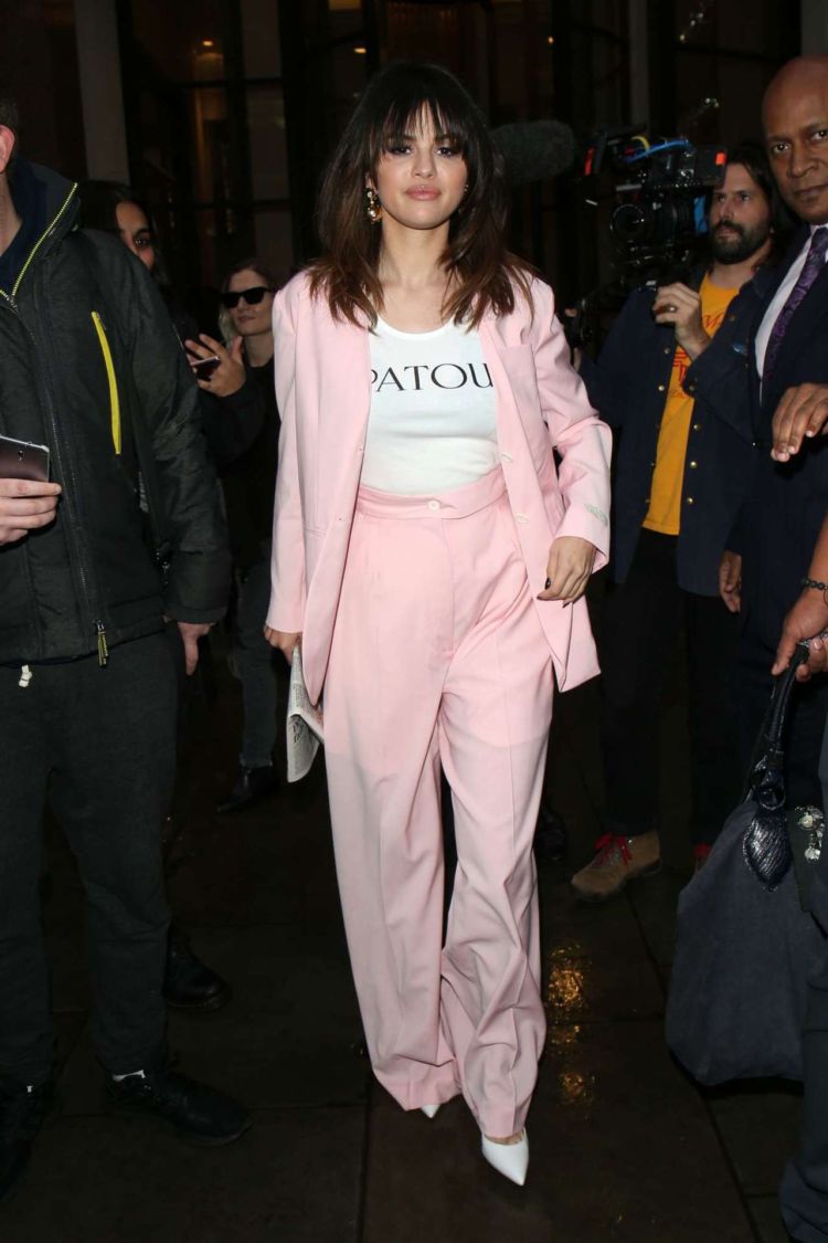 Selena Gomez Out And About Candids In A Pink Suit In London
