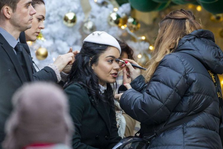 Pretty Vanessa Hudgens On 'The Princess Switch, Switched Again' Shoot In Edinburgh