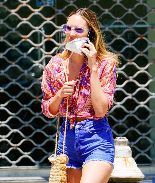 Candice Swanepoel Candids In Denim Shorts Out In New York