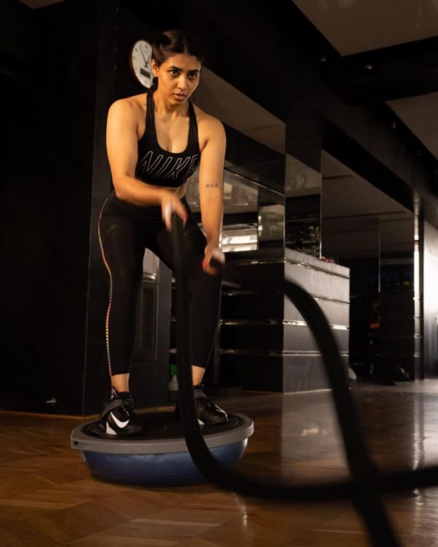Kantara Actress Saptami Gowda Gym Workout Pictures