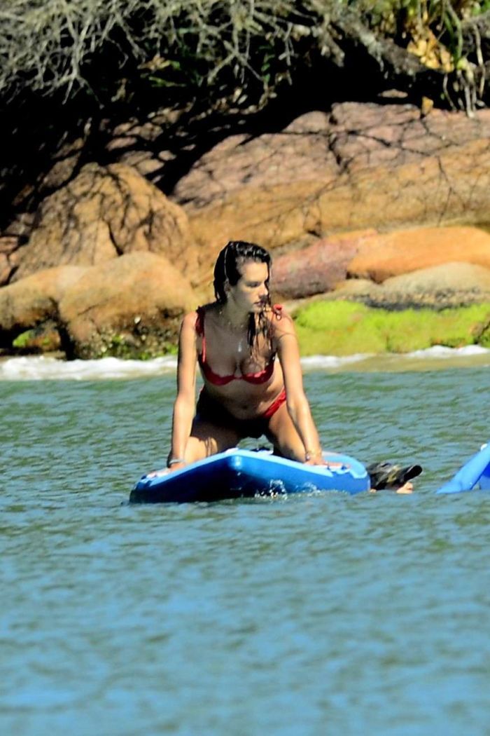 Alessandra Ambrosio Candids In A Red Bikini On A Yacht In Florianopolis