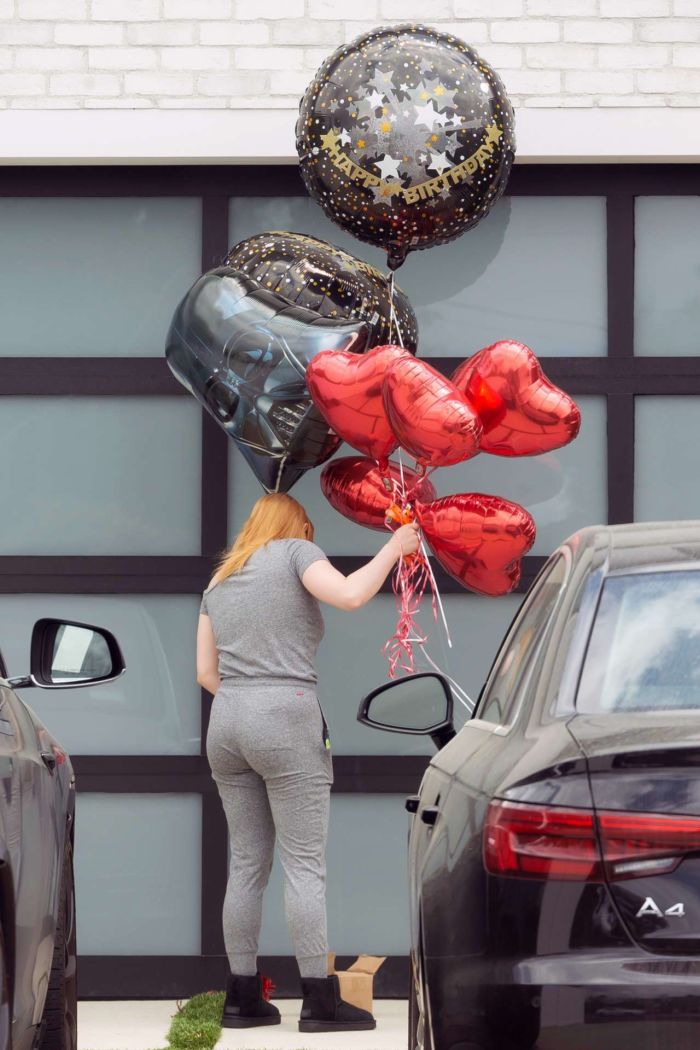 Ariel Winter Taking Balloons For Luke Benward's 25th Birthday