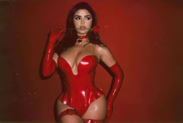 Demi Rose Mawby For An Exclusive Red Lingerie Photoshoot 2020