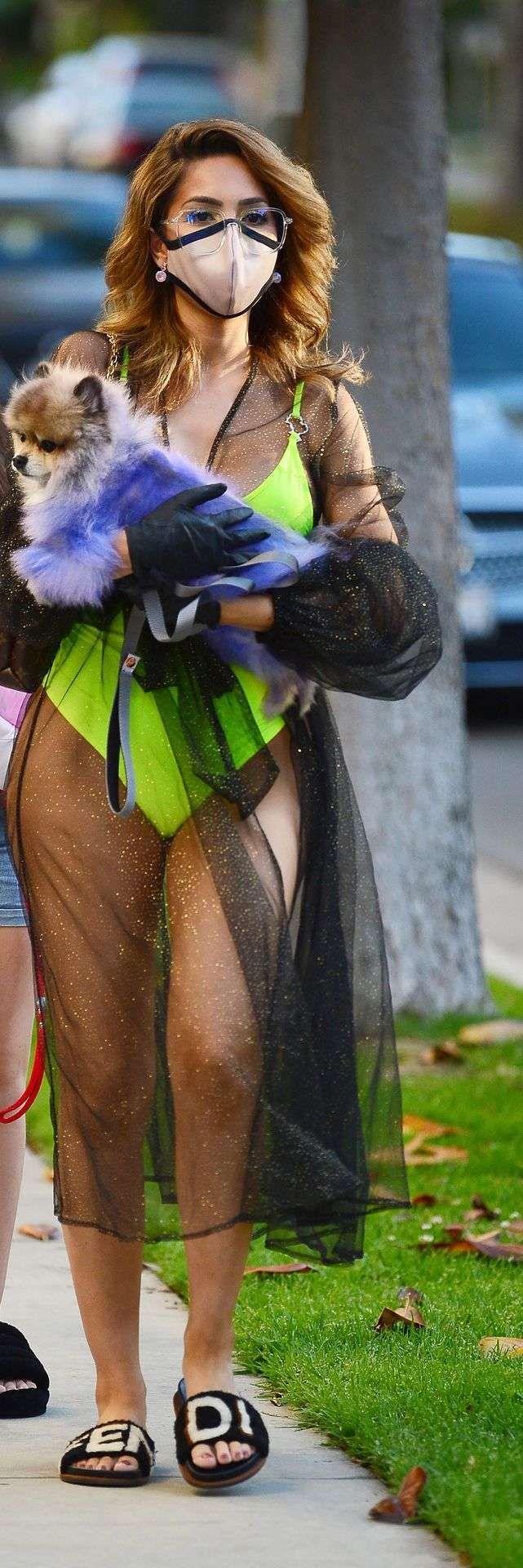 Farrah Abraham In A Neon Green Swimsuit At Friend’s House