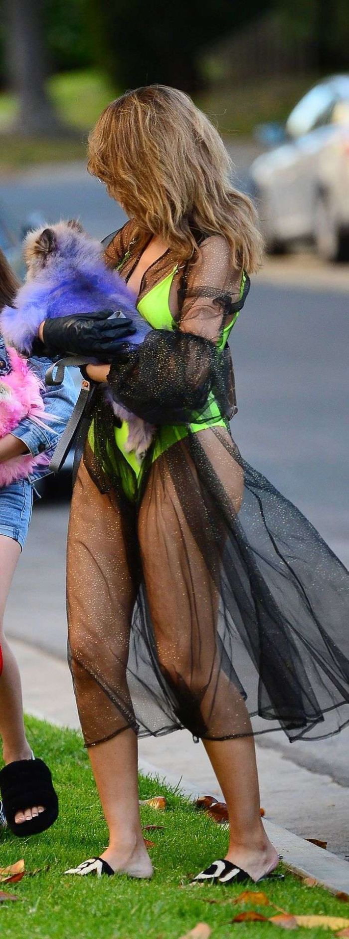 Farrah Abraham In A Neon Green Swimsuit At Friend’s House