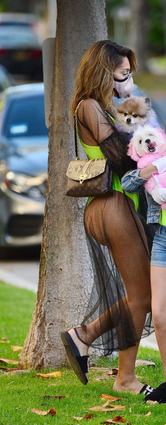 Farrah Abraham In A Neon Green Swimsuit At Friend’s House