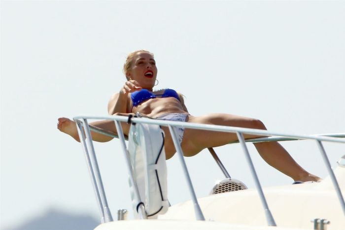 Gabby Allen Enjoys In A Blue Bikini With Friends On A Yacht In Ibiza