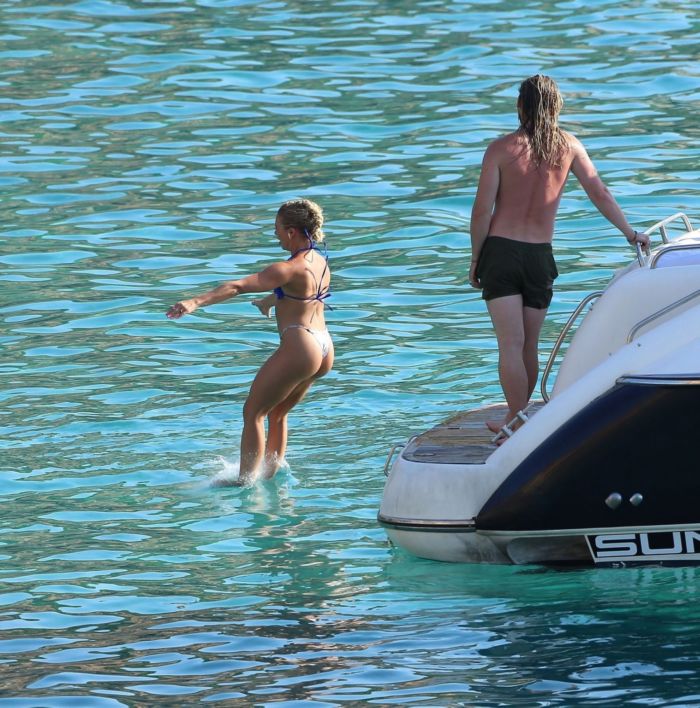Gabby Allen Enjoys In A Blue Bikini With Friends On A Yacht In Ibiza