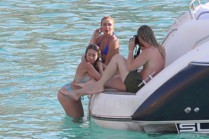 Gabby Allen Enjoys In A Blue Bikini With Friends On A Yacht In Ibiza