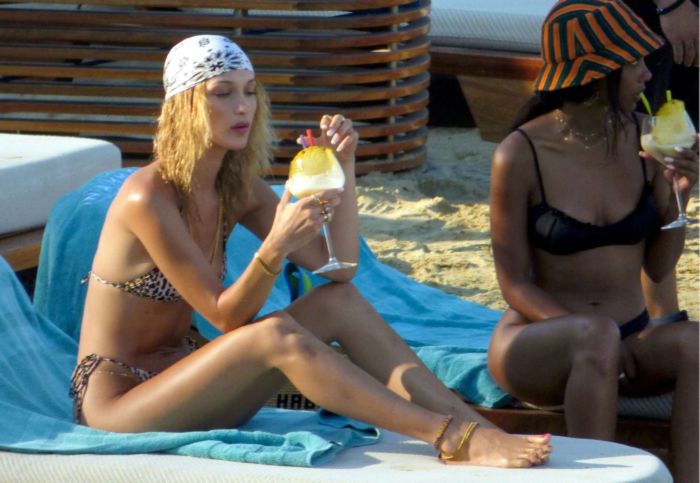 Gigi Hadid And Bella Hadid Taking Jet Skii Ride In Bikini On The Beach