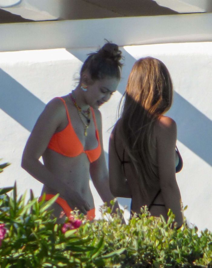 Gigi Hadid Candids In An Orange Bikini In Mykonos