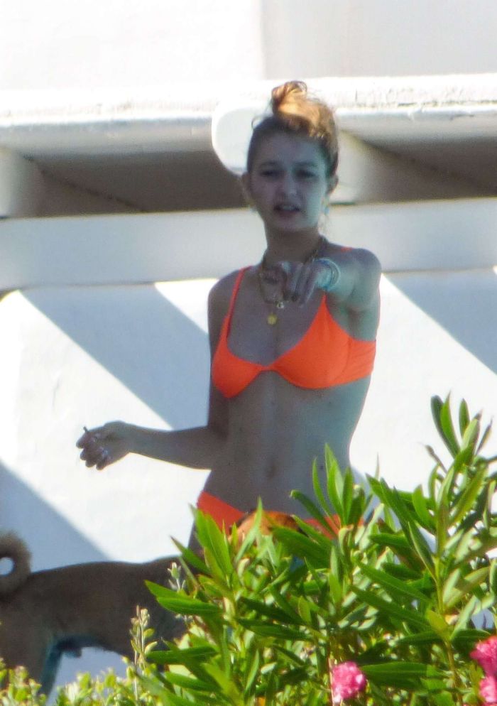 Gigi Hadid Candids In An Orange Bikini In Mykonos