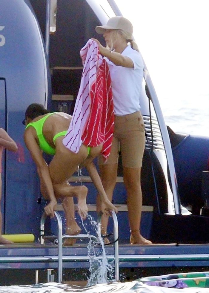 Irina Shayk In A Yellow Bikini On A Yacht In Ibiza