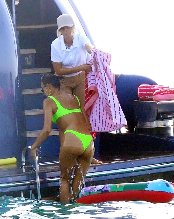 Irina Shayk In A Yellow Bikini On A Yacht In Ibiza