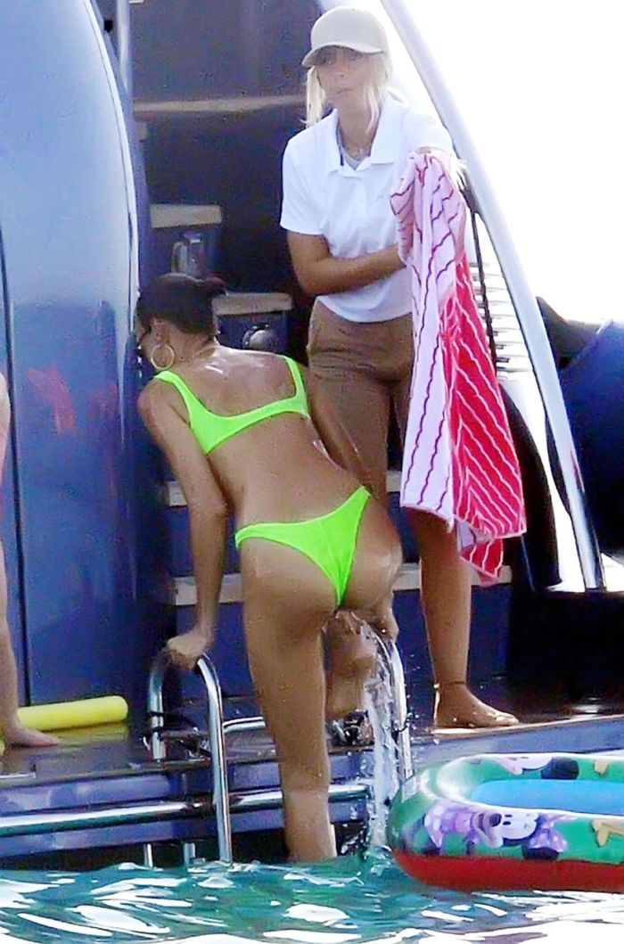 Irina Shayk In A Yellow Bikini On A Yacht In Ibiza