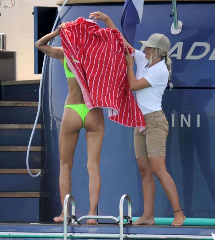 Irina Shayk In A Yellow Bikini On A Yacht In Ibiza