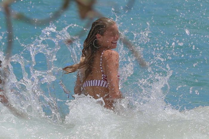 Josie Canseco In A Striped Bikini On The Beach In Honolulu