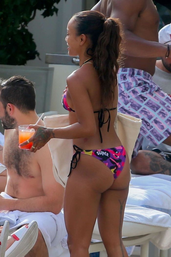 Karrueche Tran In A Red Bikini At A Swimming Pool In Hawaii