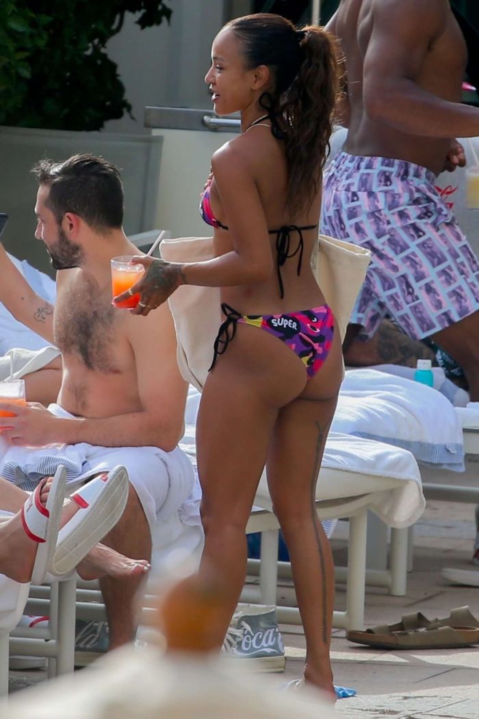 Karrueche Tran In A Red Bikini At A Swimming Pool In Hawaii