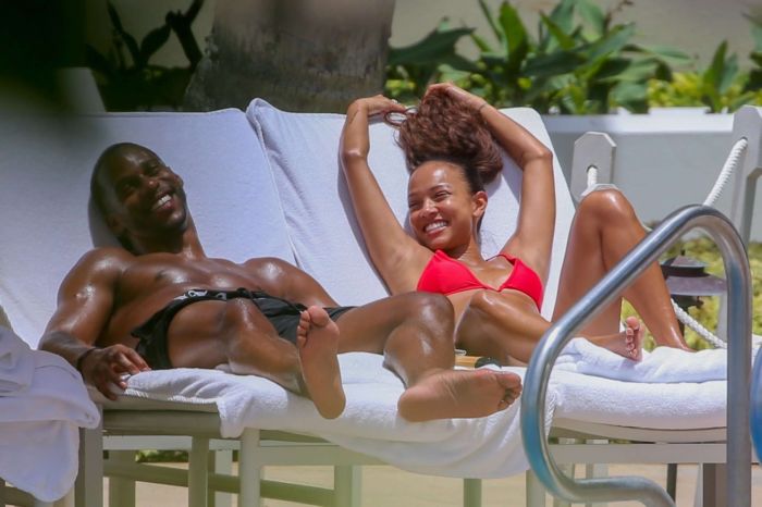 Karrueche Tran In A Red Bikini At A Swimming Pool In Hawaii