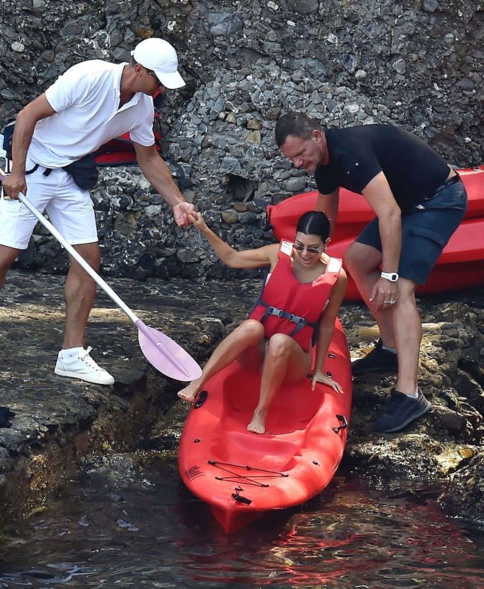 Kourtney Kardashian Kayaking In A Bikini In Portofino