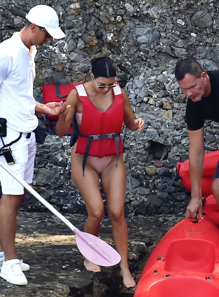 Kourtney Kardashian Kayaking In A Bikini In Portofino