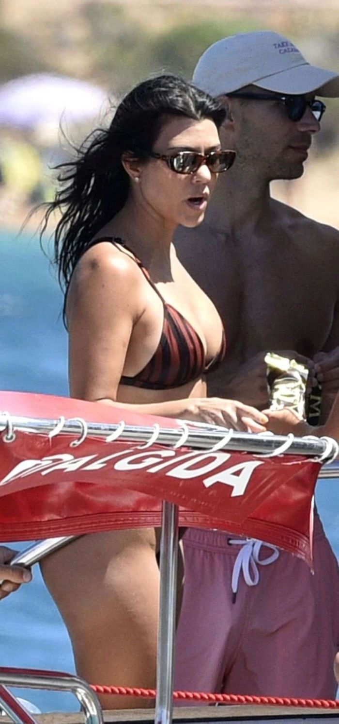 Kourtney Kardashian On A Yacht Off The Island Of Sardinia