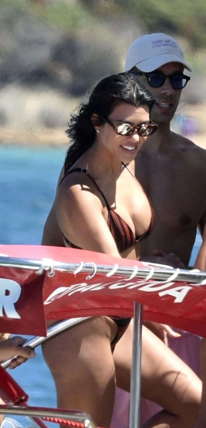 Kourtney Kardashian On A Yacht Off The Island Of Sardinia