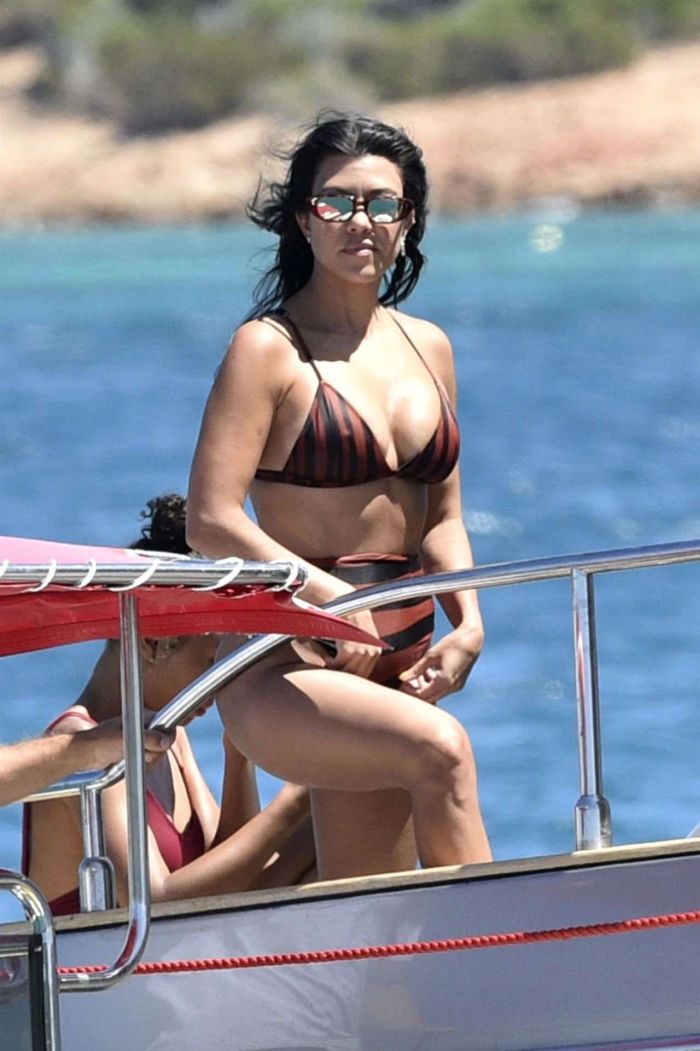 Kourtney Kardashian On A Yacht Off The Island Of Sardinia