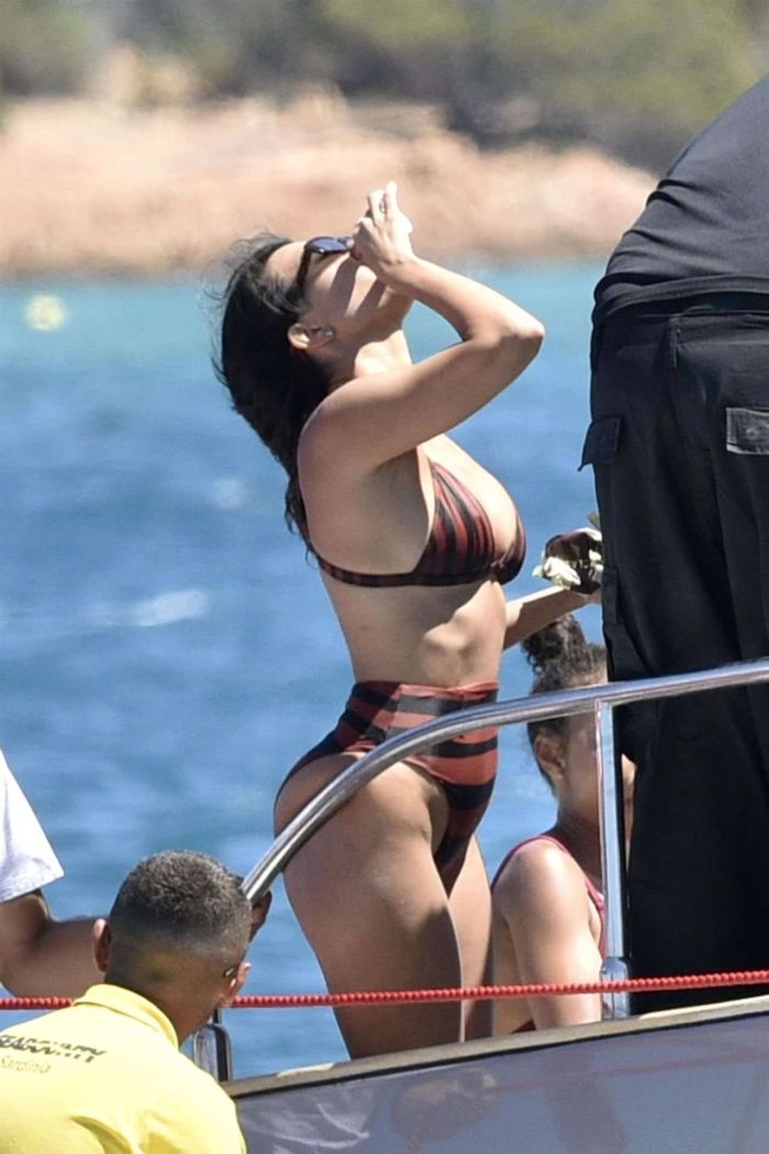 Kourtney Kardashian On A Yacht Off The Island Of Sardinia