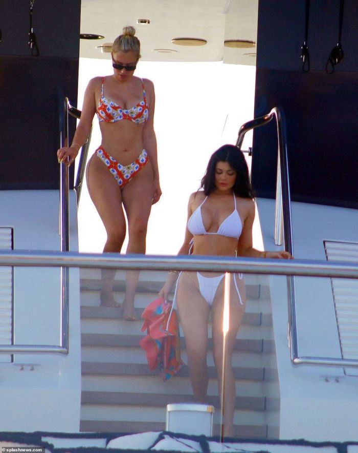 Kylie Jenner In A White Bikini On A Yacht In Capri
