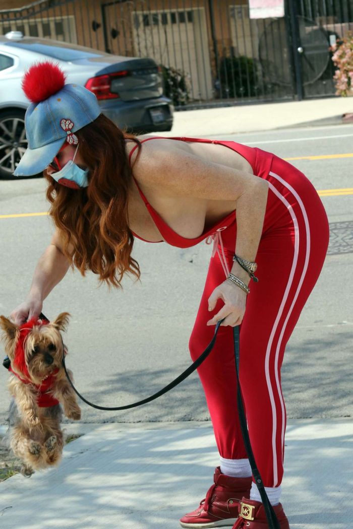 Phoebe Price Spotted In Red Walking Her Dog Out In Miami