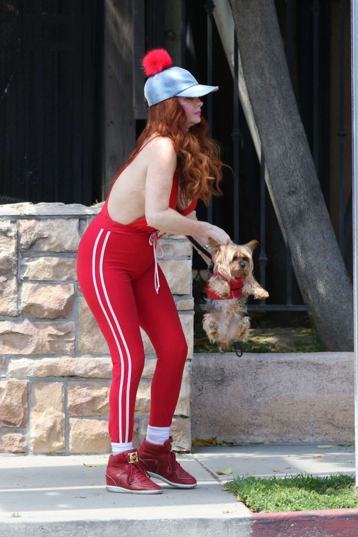 Phoebe Price Spotted In Red Walking Her Dog Out In Miami
