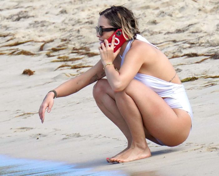 Rita Ora Vacationing In A White Swimsuit On The Beach In Saint Barthelemy