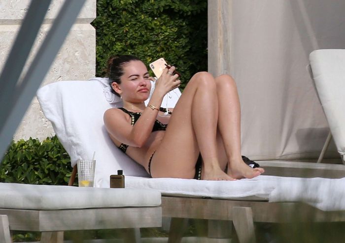Thylane Blondeau Relaxing At The Swimming Pool In Miami