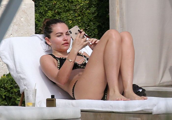 Thylane Blondeau Relaxing At The Swimming Pool In Miami
