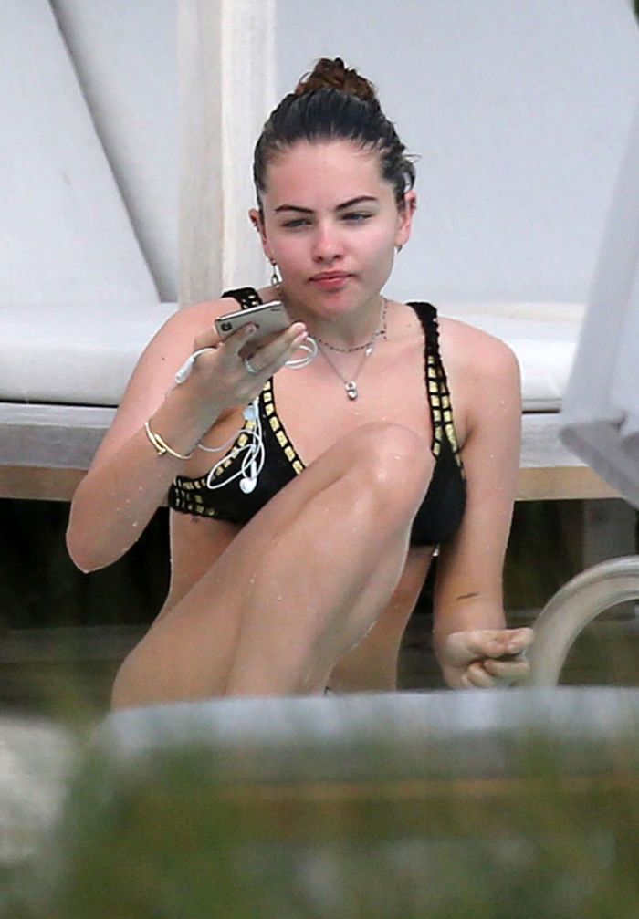 Thylane Blondeau Relaxing At The Swimming Pool In Miami