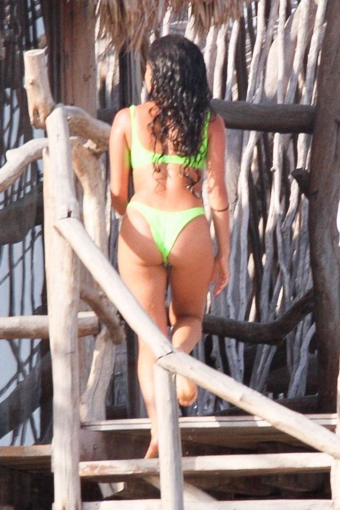 Vanessa Morgan Candids In A Yellow Bikini In Tulum