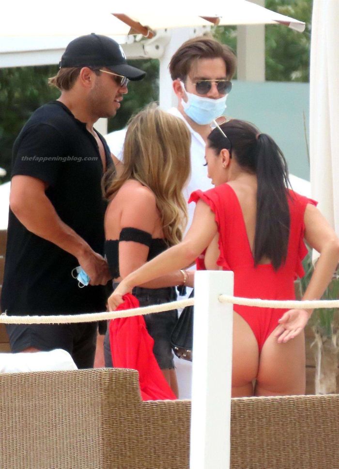 Yazmin Oukhellou Candids In A Racy Red Swimwear