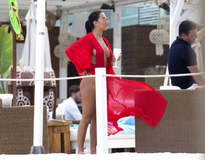 Yazmin Oukhellou Candids In A Racy Red Swimwear